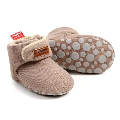 GDSDYM Baby Booties Cozy Fleece Slippers Soft Baby Shoes With Gripper Soles, Winter Infant Newborn Crib Sock Shoe Warm Footwear First Walkers 