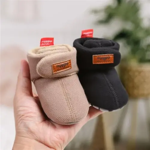 GDSDYM Baby Booties Cozy Fleece Slippers Soft Baby Shoes With Gripper Soles, Winter Infant Newborn Crib Sock Shoe Warm Footwear First Walkers - 6