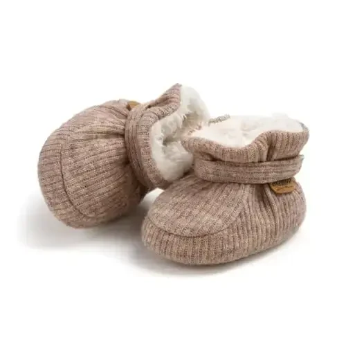 GDSDYM Baby Booties Cozy Fleece Slippers Soft Baby Shoes With Gripper Soles, Winter Infant Newborn Crib Sock Shoe Warm Footwear First Walkers - 4