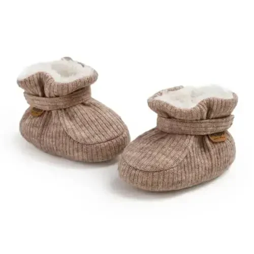 GDSDYM Baby Booties Cozy Fleece Slippers Soft Baby Shoes With Gripper Soles, Winter Infant Newborn Crib Sock Shoe Warm Footwear First Walkers - 5