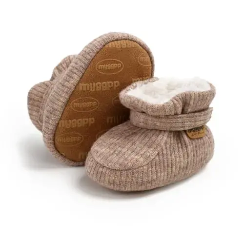 GDSDYM Baby Booties Cozy Fleece Slippers Soft Baby Shoes With Gripper Soles, Winter Infant Newborn Crib Sock Shoe Warm Footwear First Walkers - GDSDYM