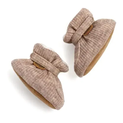 GDSDYM Baby Booties Cozy Fleece Slippers Soft Baby Shoes With Gripper Soles, Winter Infant Newborn Crib Sock Shoe Warm Footwear First Walkers - 6