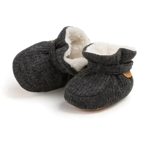 GDSDYM Baby Booties Cozy Fleece Slippers Soft Baby Shoes With Gripper Soles, Winter Infant Newborn Crib Sock Shoe Warm Footwear First Walkers - 5