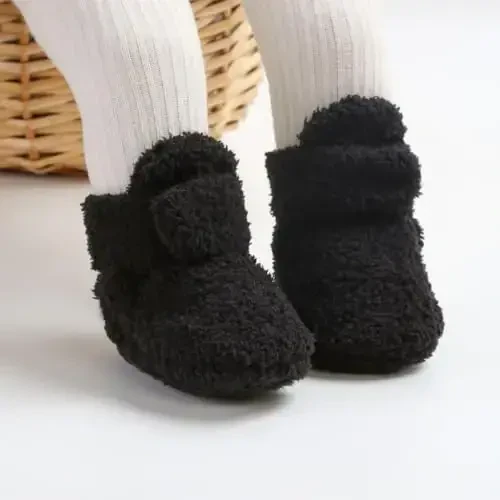 GDSDYM Baby Booties Cozy Fleece Slippers Soft Baby Shoes With Gripper Soles, Winter Warm Infant Newborn Crib Sock Shoes First Walkers - 3