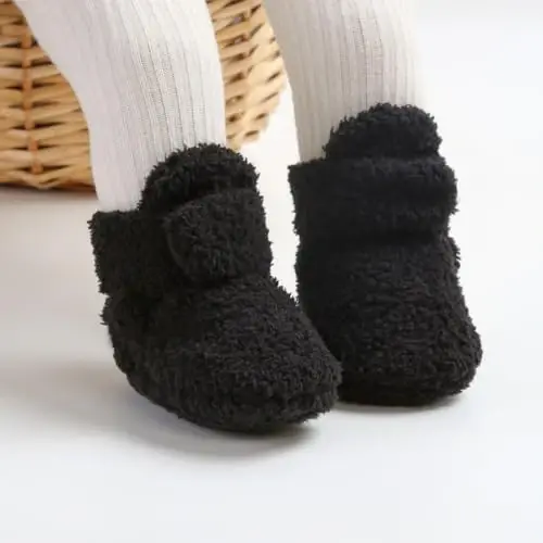 GDSDYM Baby Booties Cozy Fleece Slippers Soft Baby Shoes With Gripper Soles, Winter Warm Infant Newborn Crib Sock Shoes First Walkers - 3