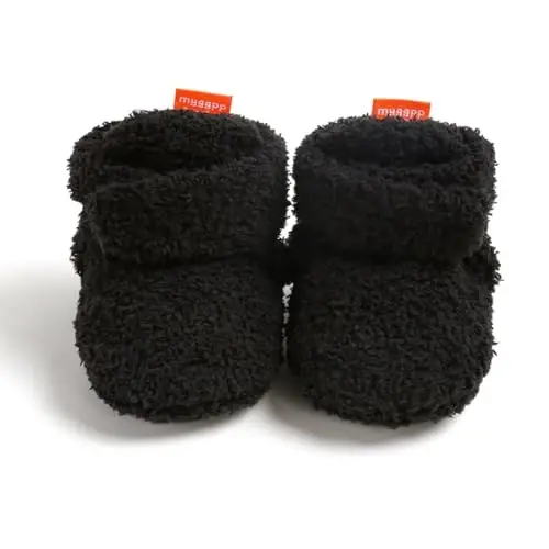 GDSDYM Baby Booties Cozy Fleece Slippers Soft Baby Shoes With Gripper Soles, Winter Warm Infant Newborn Crib Sock Shoes First Walkers - 6