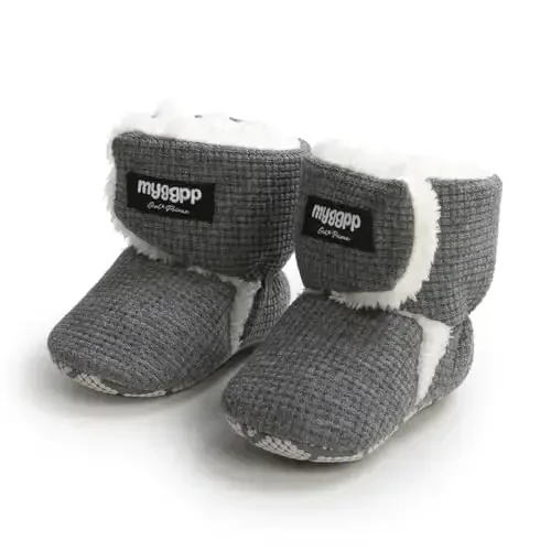 GDSDYM Baby Booties Cozy Fleece Slippers Soft Baby Shoes With Gripper Soles, Winter Infant Newborn Crib Sock Shoe Warm Footwear First Walkers - 1