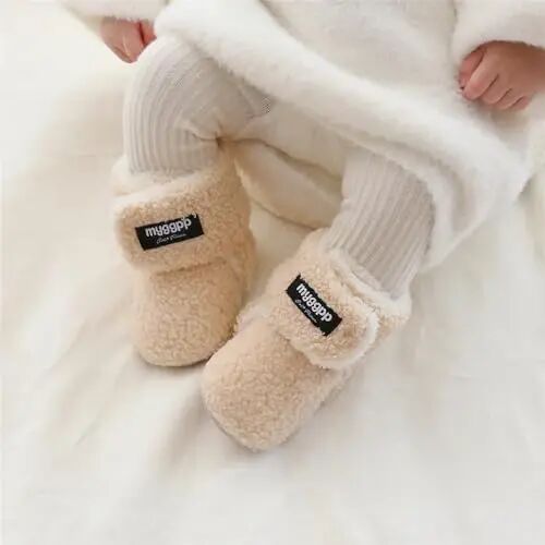 GDSDYM Baby Booties Cozy Fleece Slippers Soft Baby Shoes With Gripper Soles, Winter Infant Newborn Crib Sock Shoe Warm Footwear First Walkers - GDSDYM (1)