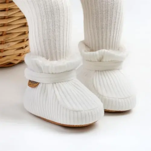 GDSDYM Baby Booties Cozy Fleece Slippers Soft Baby Shoes With Gripper Soles, Winter Infant Newborn Crib Sock Shoe Warm Footwear First Walkers - 2