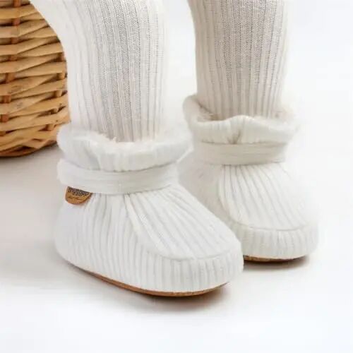 GDSDYM Baby Booties Cozy Fleece Slippers Soft Baby Shoes With Gripper Soles, Winter Infant Newborn Crib Sock Shoe Warm Footwear First Walkers - 2