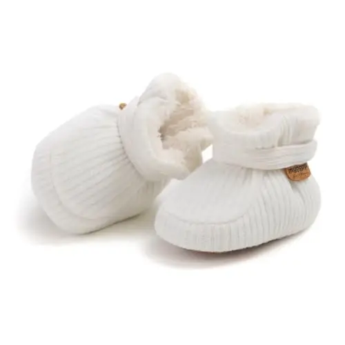 GDSDYM Baby Booties Cozy Fleece Slippers Soft Baby Shoes With Gripper Soles, Winter Infant Newborn Crib Sock Shoe Warm Footwear First Walkers - 5