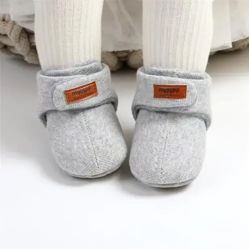 GDSDYM Baby Booties Cozy Fleece Slippers Soft Baby Shoes With Gripper Soles, Winter Infant Newborn Crib Sock Shoe Warm Footwear First Walkers - 2