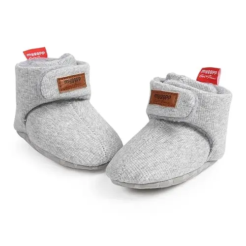 GDSDYM Baby Booties Cozy Fleece Slippers Soft Baby Shoes With Gripper Soles, Winter Infant Newborn Crib Sock Shoe Warm Footwear First Walkers - 4