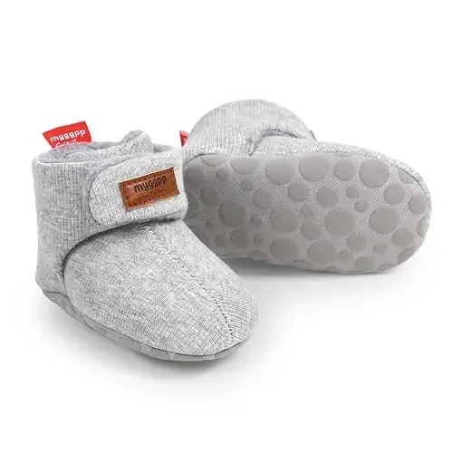 GDSDYM Baby Booties Cozy Fleece Slippers Soft Baby Shoes With Gripper Soles, Winter Infant Newborn Crib Sock Shoe Warm Footwear First Walkers 