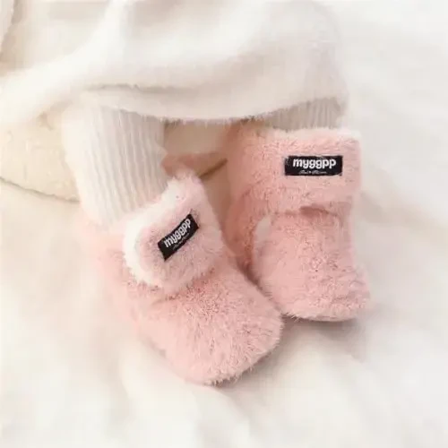 GDSDYM Baby Booties Cozy Fleece Slippers Soft Baby Shoes With Gripper Soles, Winter Infant Newborn Crib Sock Shoe Warm Footwear First Walkers - 2