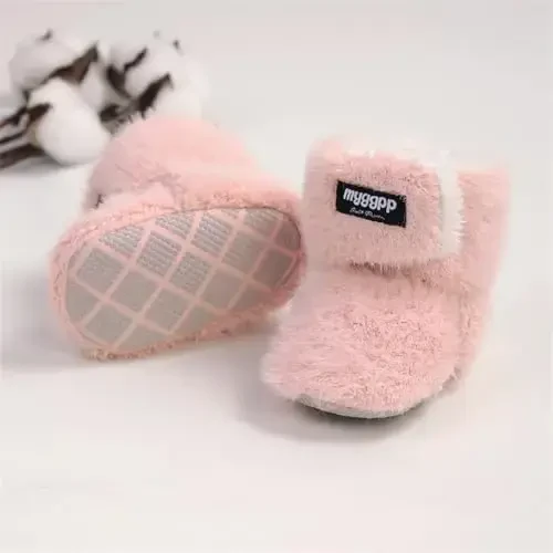 GDSDYM Baby Booties Cozy Fleece Slippers Soft Baby Shoes With Gripper Soles, Winter Infant Newborn Crib Sock Shoe Warm Footwear First Walkers - 5