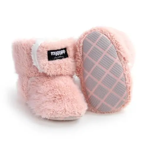 GDSDYM Baby Booties Cozy Fleece Slippers Soft Baby Shoes With Gripper Soles, Winter Infant Newborn Crib Sock Shoe Warm Footwear First Walkers - 1