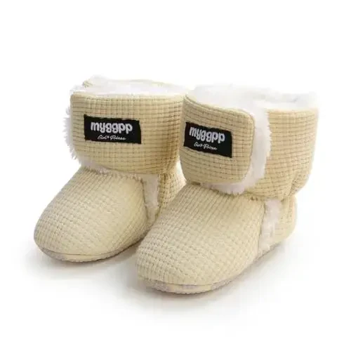 GDSDYM Baby Booties Cozy Fleece Slippers Soft Baby Shoes With Gripper Soles, Winter Infant Newborn Crib Sock Shoe Warm Footwear First Walkers - GDSDYM