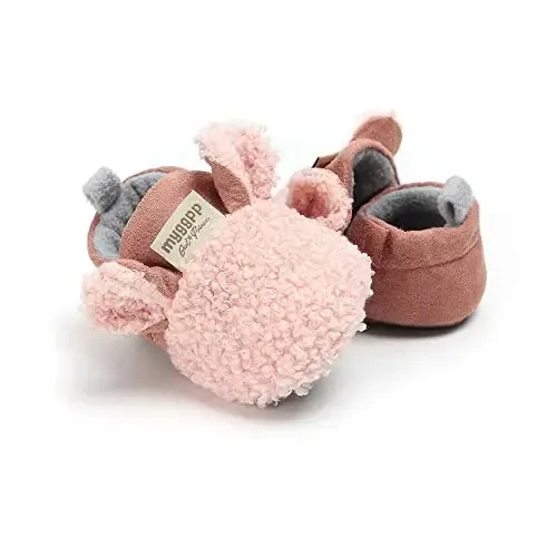 GDSDYM Baby Booties Cozy Fleece Slippers Soft Baby Shoes With Gripper Soles, Winter Warm Infant Newborn Crib Sock Shoes First Walkers - 5