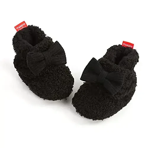GDSDYM Baby Booties Cozy Fleece Slippers Soft Baby Shoes With Gripper Soles, Winter Warm Infant Newborn Crib Sock Shoes First Walkers - 4