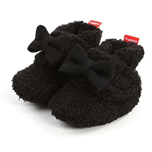 GDSDYM Baby Booties Cozy Fleece Slippers Soft Baby Shoes With Gripper Soles, Winter Warm Infant Newborn Crib Sock Shoes First Walkers - 5