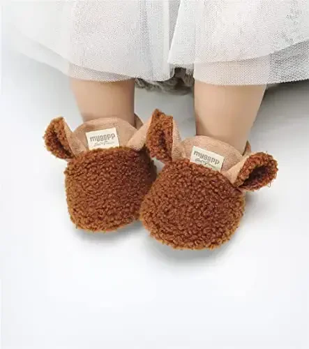 GDSDYM Baby Booties Cozy Fleece Slippers Soft Baby Shoes With Gripper Soles, Winter Warm Infant Newborn Crib Sock Shoes First Walkers - 2