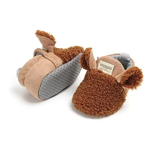 GDSDYM Baby Booties Cozy Fleece Slippers Soft Baby Shoes With Gripper Soles, Winter Warm Infant Newborn Crib Sock Shoes First Walkers - 5