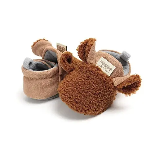 GDSDYM Baby Booties Cozy Fleece Slippers Soft Baby Shoes With Gripper Soles, Winter Warm Infant Newborn Crib Sock Shoes First Walkers - 6