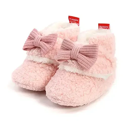 GDSDYM Baby Booties Cozy Fleece Slippers Soft Baby Shoes With Gripper Soles, Winter Warm Infant Newborn Crib Sock Shoes First Walkers - 3