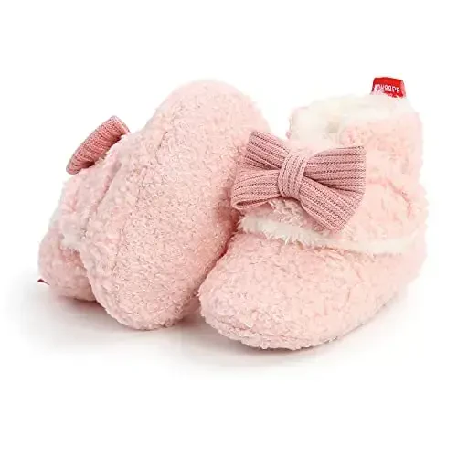GDSDYM Baby Booties Cozy Fleece Slippers Soft Baby Shoes With Gripper Soles, Winter Warm Infant Newborn Crib Sock Shoes First Walkers - 4