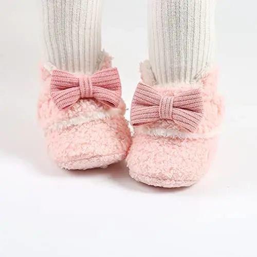 GDSDYM Baby Booties Cozy Fleece Slippers Soft Baby Shoes With Gripper Soles, Winter Warm Infant Newborn Crib Sock Shoes First Walkers - GDSDYM (1)