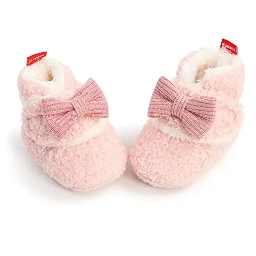 GDSDYM Baby Booties Cozy Fleece Slippers Soft Baby Shoes With Gripper Soles, Winter Warm Infant Newborn Crib Sock Shoes First Walkers - 1