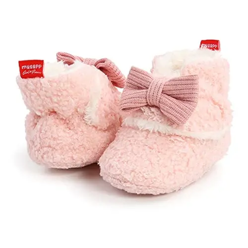 GDSDYM Baby Booties Cozy Fleece Slippers Soft Baby Shoes With Gripper Soles, Winter Warm Infant Newborn Crib Sock Shoes First Walkers - 5