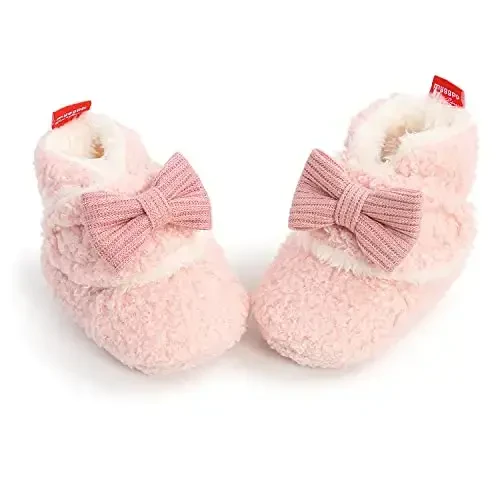 GDSDYM Baby Booties Cozy Fleece Slippers Soft Baby Shoes With Gripper Soles, Winter Warm Infant Newborn Crib Sock Shoes First Walkers - GDSDYM