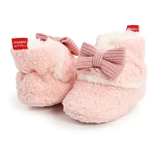 GDSDYM Baby Booties Cozy Fleece Slippers Soft Baby Shoes With Gripper Soles, Winter Warm Infant Newborn Crib Sock Shoes First Walkers - 5