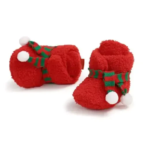 GDSDYM Baby Booties Cozy Fleece Slippers Soft Baby Shoes With Gripper Soles, Winter Warm Infant Newborn Crib Sock Shoes First Walkers - 5