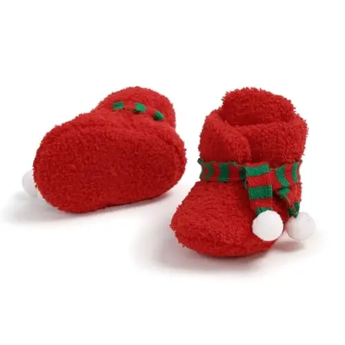 GDSDYM Baby Booties Cozy Fleece Slippers Soft Baby Shoes With Gripper Soles, Winter Warm Infant Newborn Crib Sock Shoes First Walkers - GDSDYM (1)