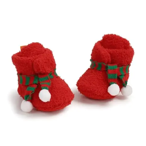 GDSDYM Baby Booties Cozy Fleece Slippers Soft Baby Shoes With Gripper Soles, Winter Warm Infant Newborn Crib Sock Shoes First Walkers 