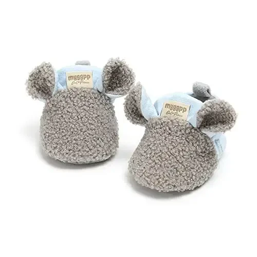 GDSDYM Baby Booties Cozy Fleece Slippers Soft Baby Shoes With Gripper Soles, Winter Warm Infant Newborn Crib Sock Shoes First Walkers - 3
