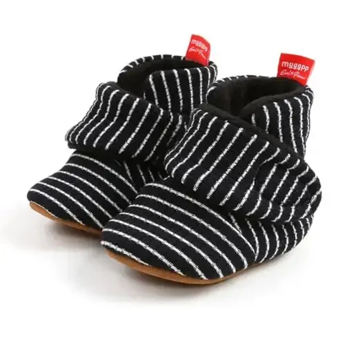 GDSDYM Baby Booties Cozy Fleece Slippers Soft Baby Shoes With Gripper Soles, Winter Warm Infant Newborn Crib Sock Shoes First Walkers - 6