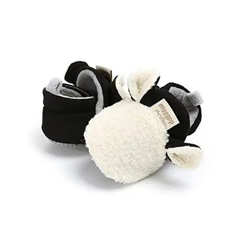 GDSDYM Baby Booties Cozy Fleece Slippers Soft Baby Shoes With Gripper Soles, Winter Warm Infant Newborn Crib Sock Shoes First Walkers - 4