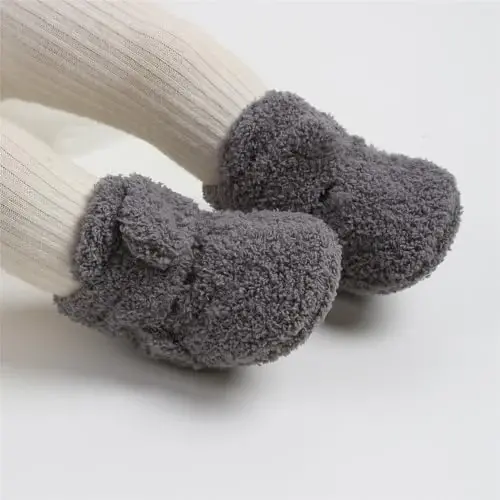 GDSDYM Baby Booties Cozy Fleece Slippers Soft Baby Shoes With Gripper Soles, Winter Warm Infant Newborn Crib Sock Shoes First Walkers - GDSDYM (1)