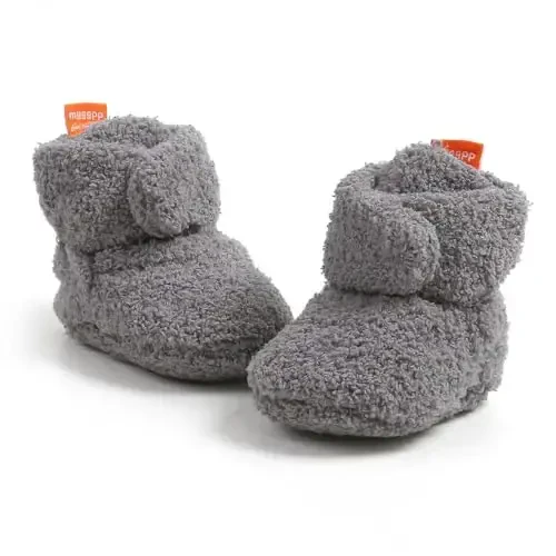 GDSDYM Baby Booties Cozy Fleece Slippers Soft Baby Shoes With Gripper Soles, Winter Warm Infant Newborn Crib Sock Shoes First Walkers - 3