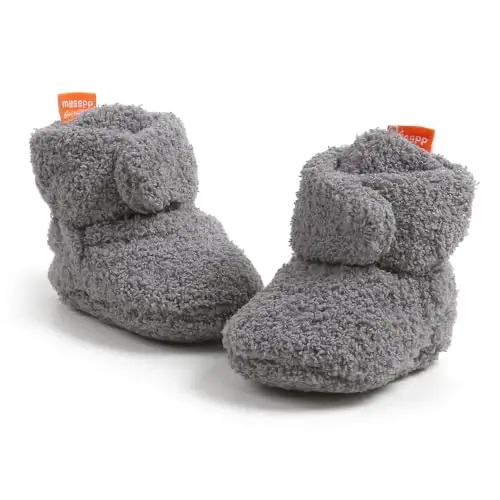 GDSDYM Baby Booties Cozy Fleece Slippers Soft Baby Shoes With Gripper Soles, Winter Warm Infant Newborn Crib Sock Shoes First Walkers - 3