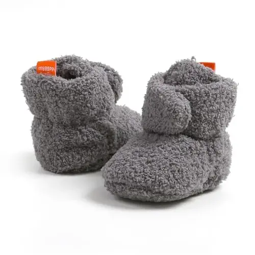 GDSDYM Baby Booties Cozy Fleece Slippers Soft Baby Shoes With Gripper Soles, Winter Warm Infant Newborn Crib Sock Shoes First Walkers - 4