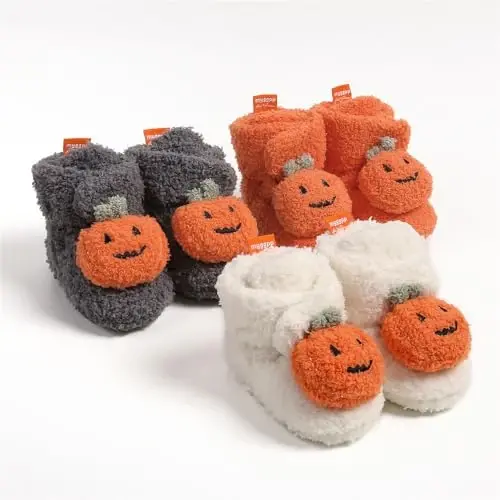 GDSDYM Baby Booties Cozy Fleece Slippers Soft Baby Shoes With Gripper Soles, Winter Warm Infant Newborn Crib Sock Shoes First Walkers - 3