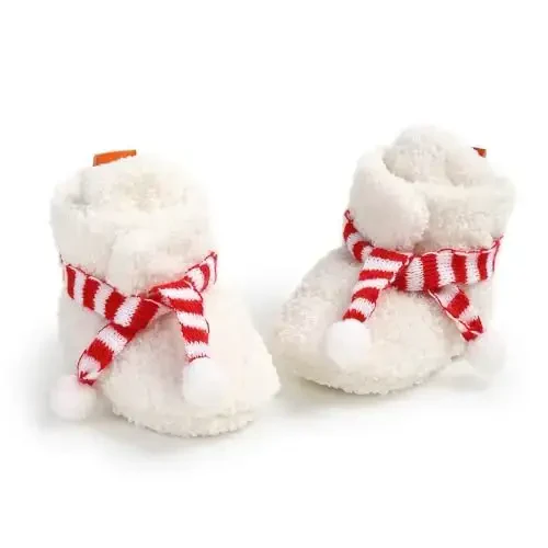 GDSDYM Baby Booties Cozy Fleece Slippers Soft Baby Shoes With Gripper Soles, Winter Warm Infant Newborn Crib Sock Shoes First Walkers 