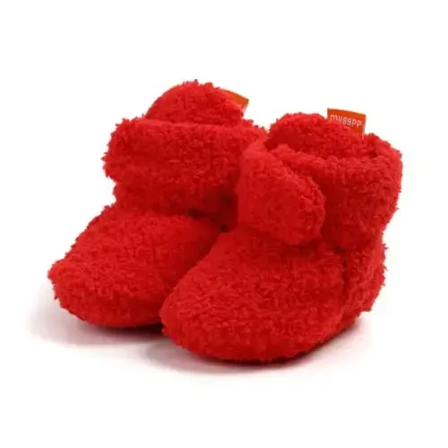 GDSDYM Baby Booties Cozy Fleece Slippers Soft Baby Shoes With Gripper Soles, Winter Warm Infant Newborn Crib Sock Shoes First Walkers 