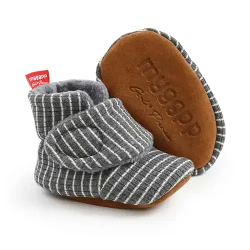GDSDYM Baby Booties Cozy Fleece Slippers Soft Baby Shoes With Gripper Soles, Winter Warm Infant Newborn Crib Sock Shoes First Walkers - 1