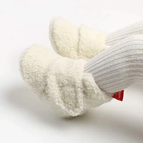 GDSDYM Baby Booties Cozy Fleece Slippers Soft Baby Shoes With Gripper Soles, Winter Warm Infant Newborn Crib Sock Shoes First Walkers - 2